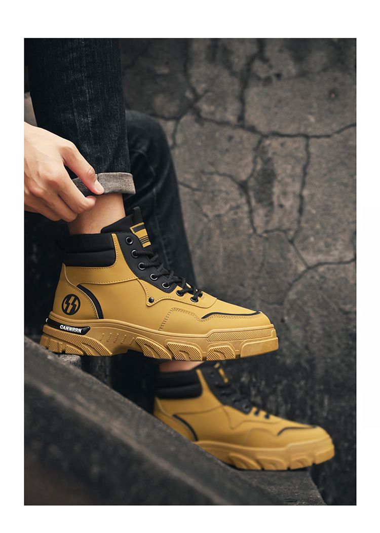 High Top Martin Efterår 2024 Nye Arbejdssko Herrer Koreansk Version Alsidig Britisk Stil Tykke Såler Korte Støvler_voghion.com