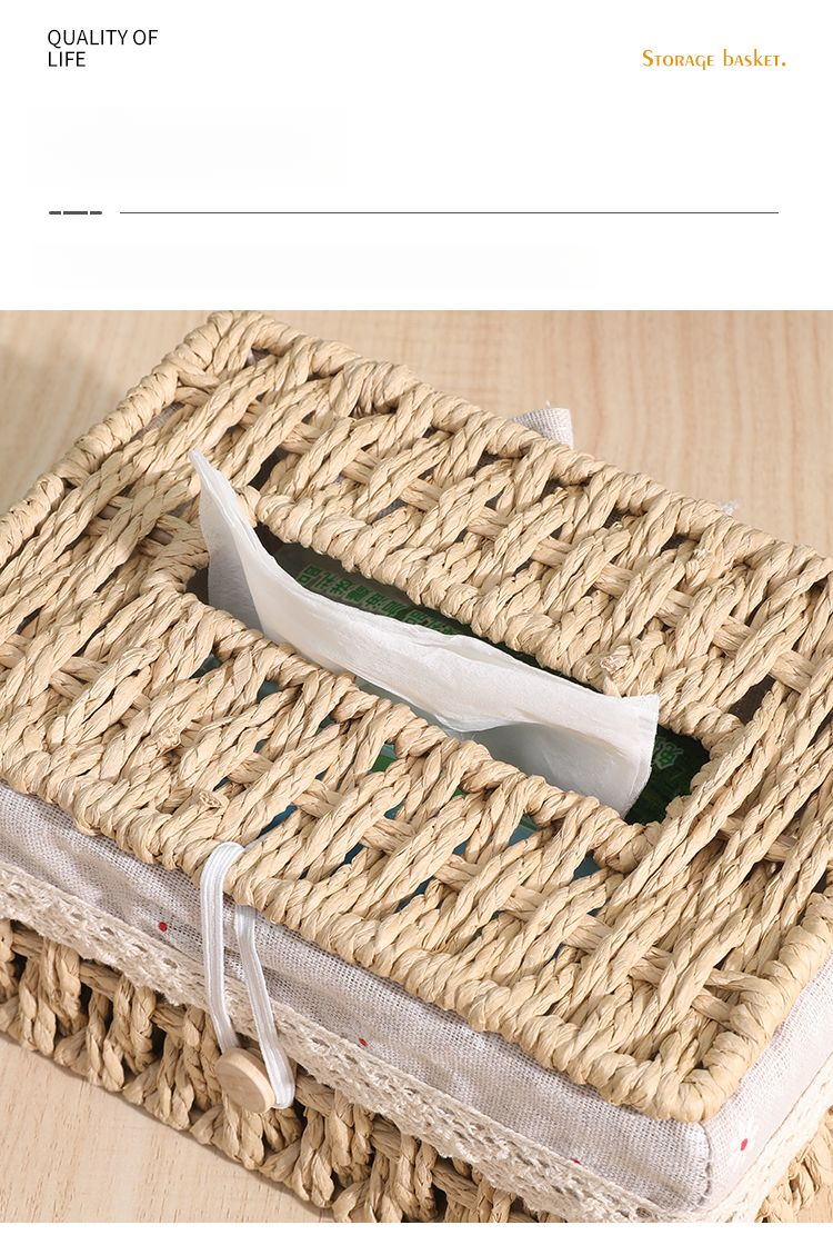Woven Tea Table, Household Straw Woven Miscellaneous Storage, Desktop Toy Key, Cosmetics, Living Room Snacks, Drawer_voghion.com