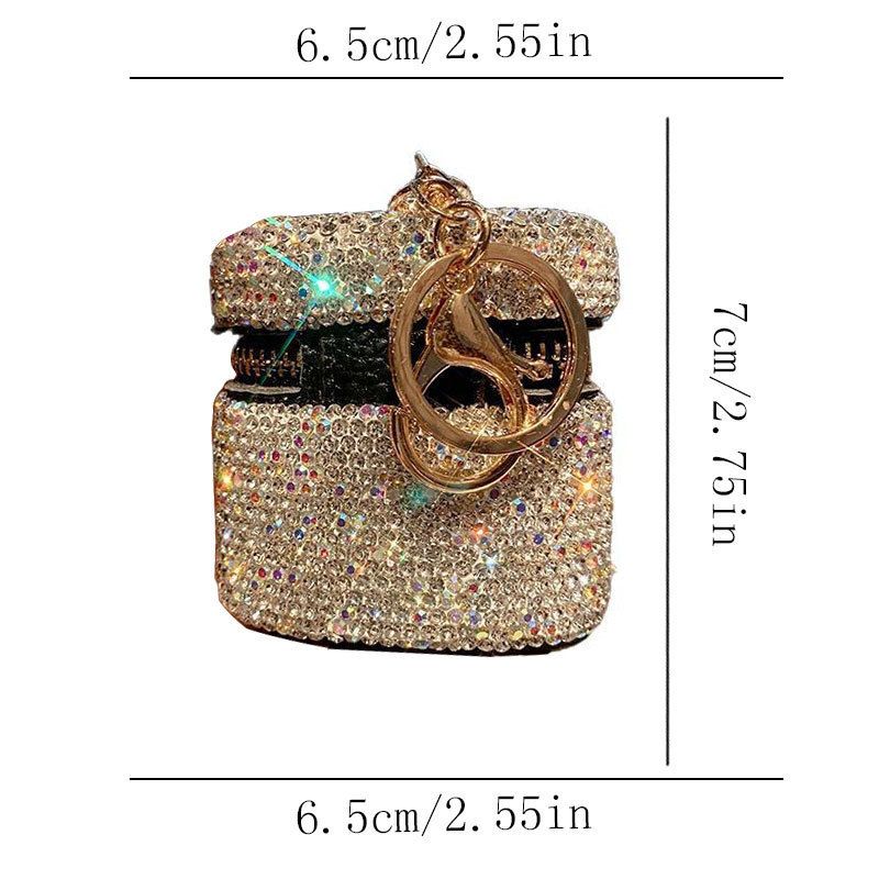 Diamond-encrusted New Earphone Keychain Pendant Mini Small Bag Portable Lipstick Protective Case_voghion.com