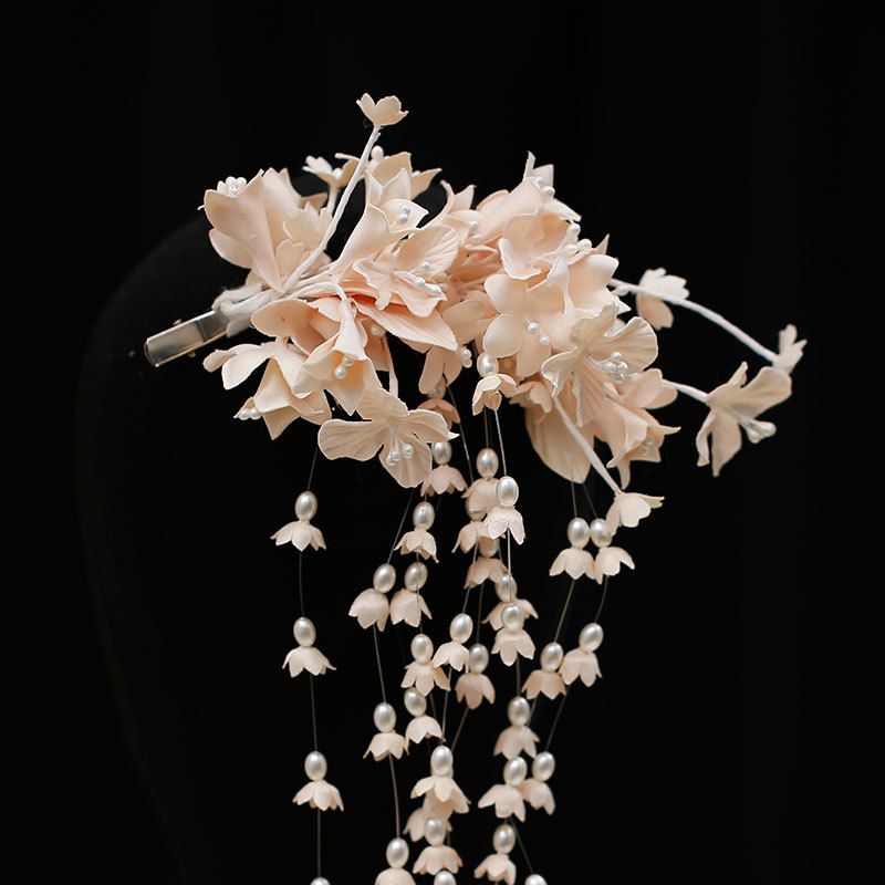 Fata della foresta, bellissima sposa, fermaglio per fiori, accessorio per capelli con nappe semplice in stile coreano, romantico e personalizzato_voghion.com