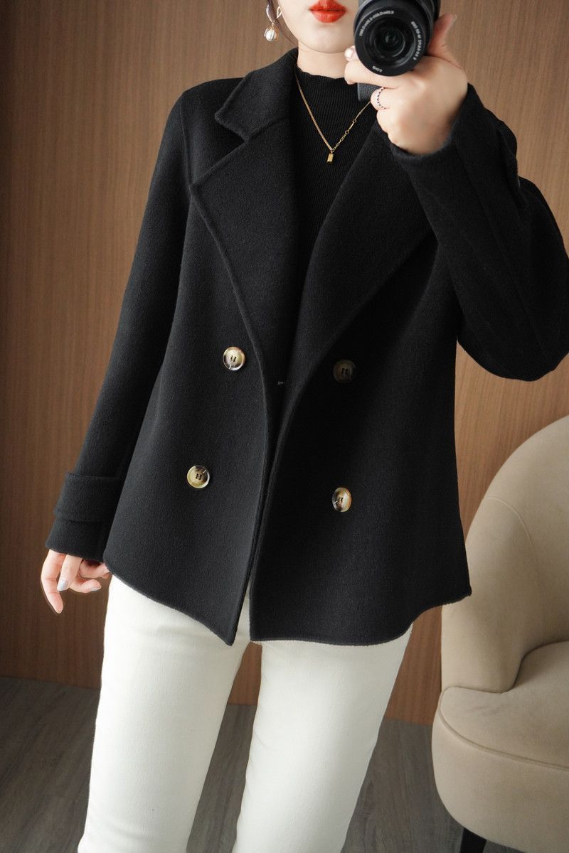 Women's Clothing Autumn and winter loose woolen cardigan coat short suit collar woolen coat temperament fashion trend plus size women's clothing_voghion.com