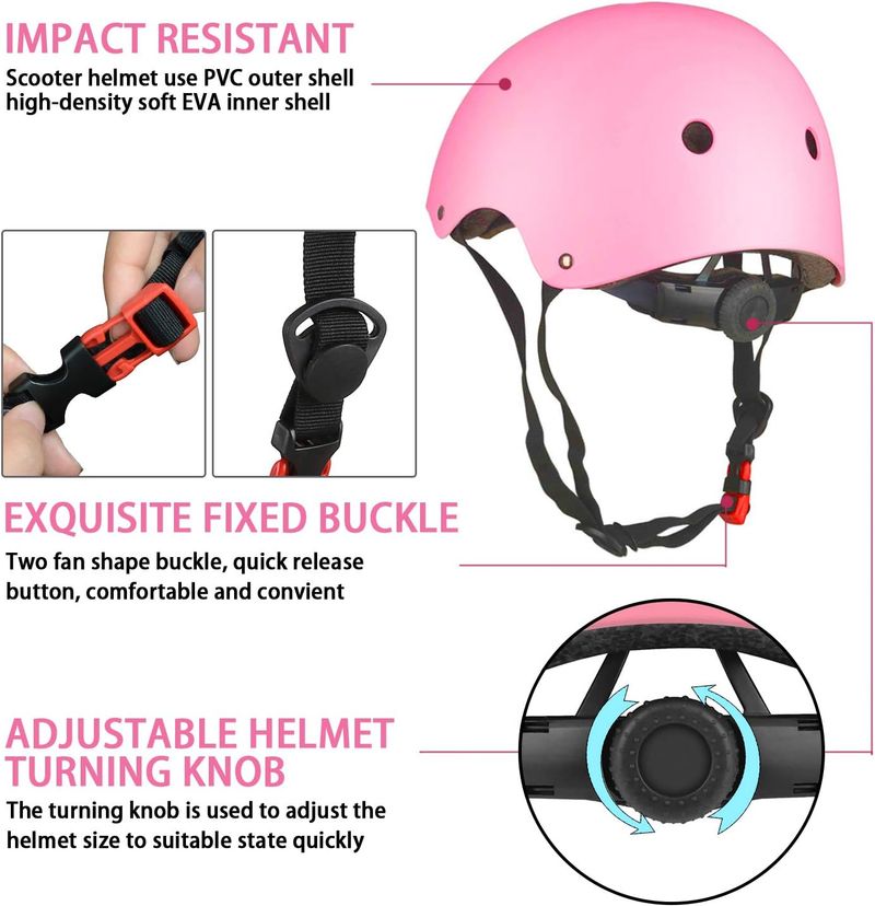 Ginocchiere per skateboard WayEee, set di protezioni regolabili per bambini dai 3 ai 10 anni, protezioni per gomiti, polsiere per casco, per lo sport_voghion.com