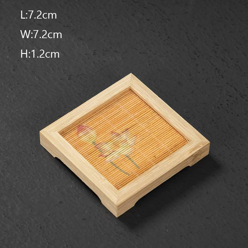 Coasters 1PC Kung Fu Tea Ceremony Bamboo Thermal Insulation Round Wooden Coasters Mosaic Coasters_voghion.com