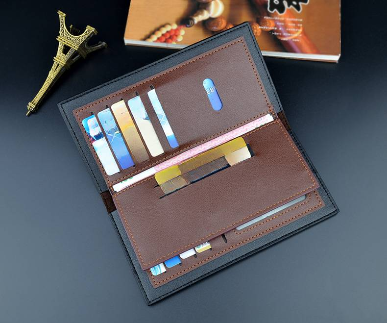 Miesten pitkä lompakko - Tyylikäs Color-Block ohut pehmeä nahkalompakko nuorille - Multi-Card Holder - Perfect Suit Accessory_voghion.com