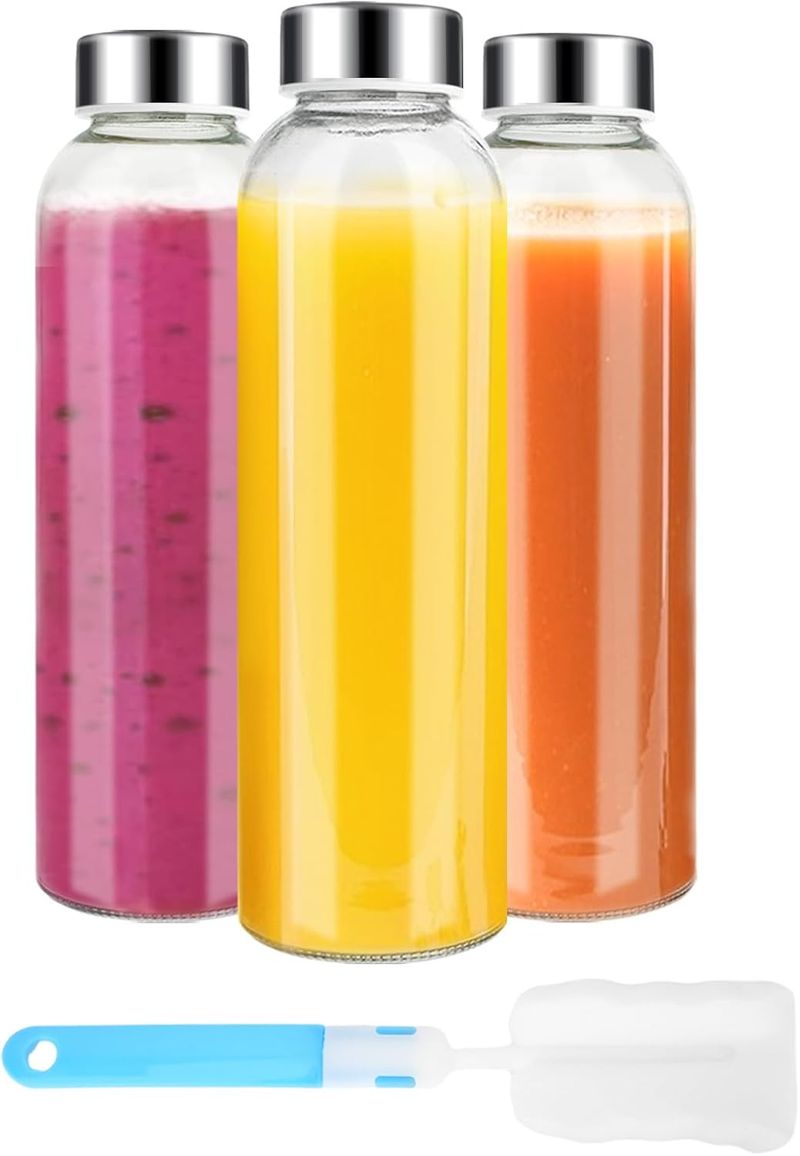 Bottiglia per succo/tazza da tè in vetro borosilicato da 18 once con coperchio a prova di perdite/conservazione per bevande in frigorifero_voghion.com