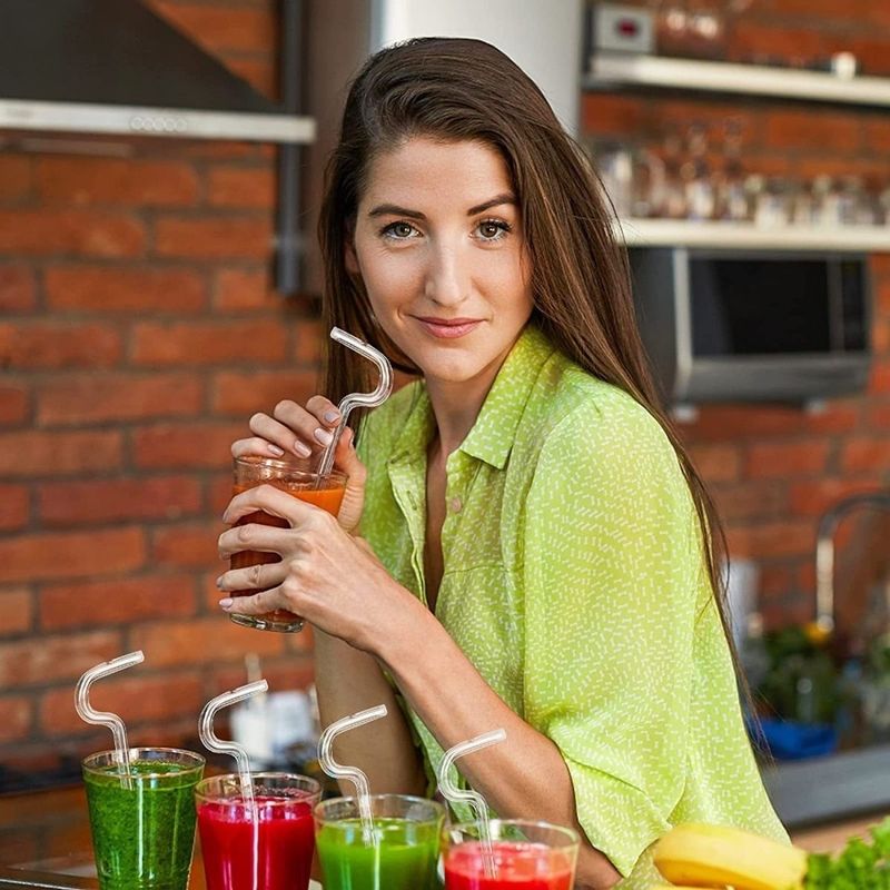 Anti Wrinkle Straw - Glass Anti-wrinkle Drinking Straws, Clear Reusable Straws With Cleaning Brush - Eco-Friendly Alternative To Plastic - Cleaning Br_voghion.com