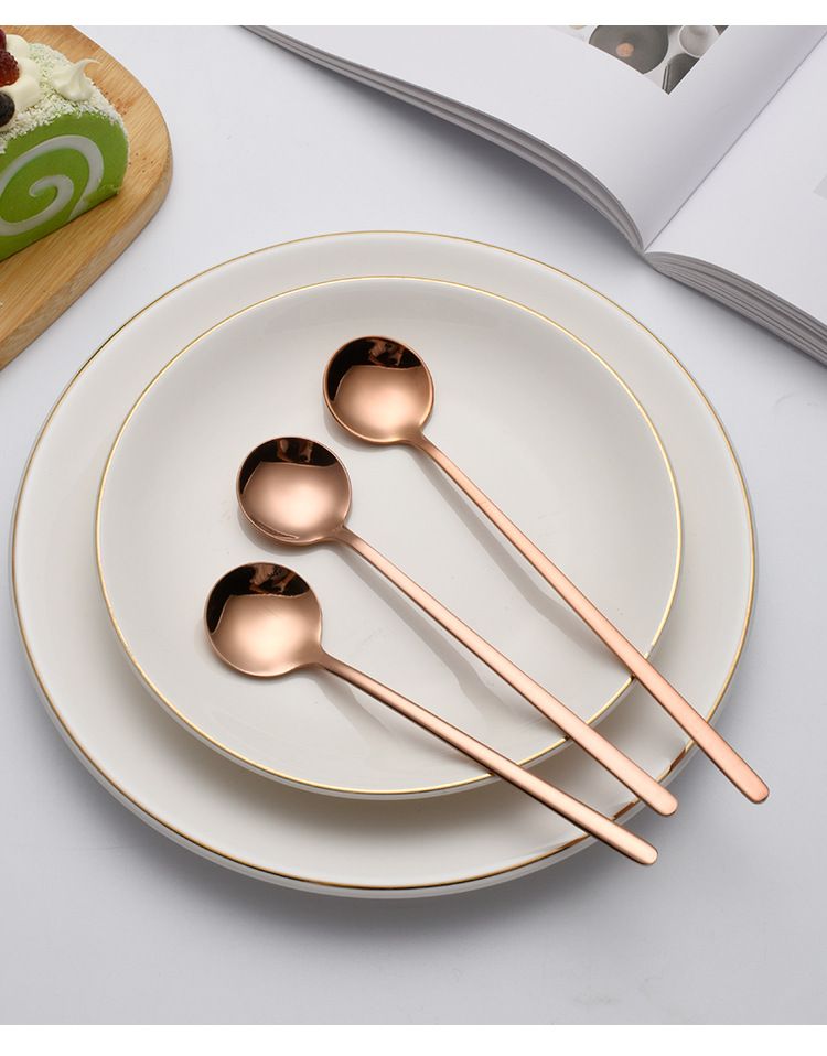 304 stainless steel round creative coffee stirring household seasoning dessert mug small spoon_voghion.com