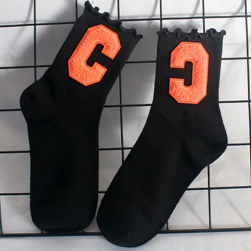 Socks New Style Fungus Lace Women's Socks Plush Big C Socks Women's High Elastic Student Sports Mid Tube Socks Sweat Absorbent Cotton Socks Trendy_voghion.com
