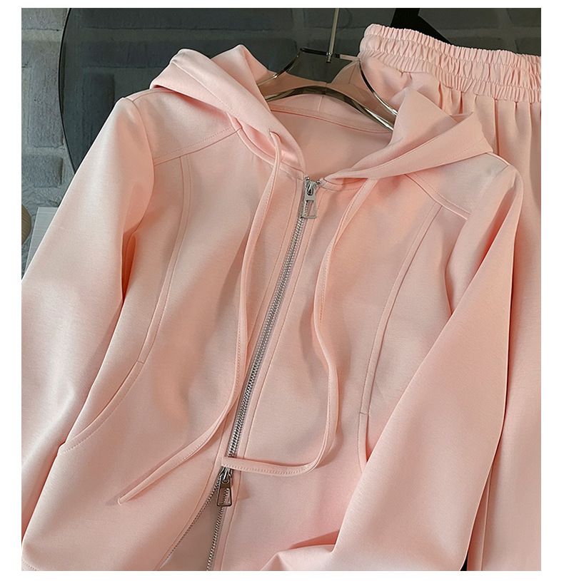 Dameklær Temperament Dress For Kvinner Høst Ny stil Stilig Alder Reduserende Hette Cardigan Topp Brede benbukser Todelt dress_voghion.com