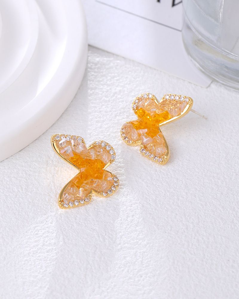 Orecchini da donna con cristalli sfumati a forma di farfalla della foresta, freschi e dolci, super lucidi, di alta qualità_voghion.com