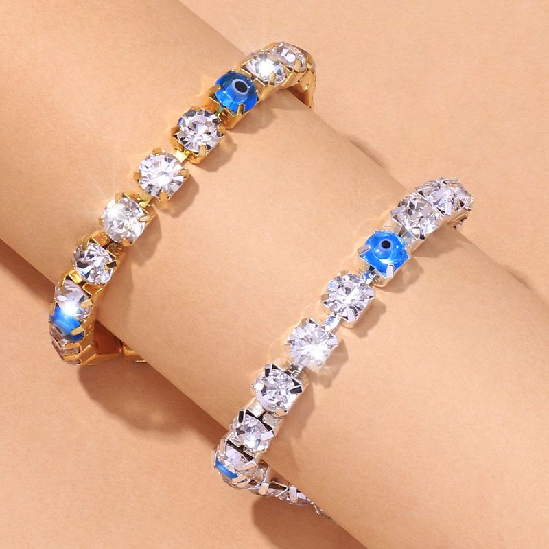 glänzendes wildes Teufelsauge Fußkettchen böser Blick schlichtes Strass Fußkettchen Fußkettchen_voghion.com