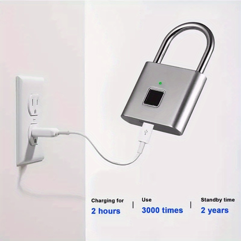 1st Mini Smart Fingerprint Hänglås, Vattentätt Säkerhetsdörrlås, Stöldskydd Nyckellöst USB Uppladdningsbart Lås För Resväska Bagage_voghion.com