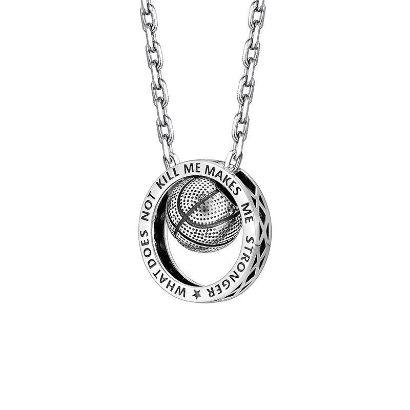 ACJA Pure Silver Basketball Necklace For Men Trendy Brand Pendant Design High-end Niche Accessories Qixi Festival Gift_voghion.com