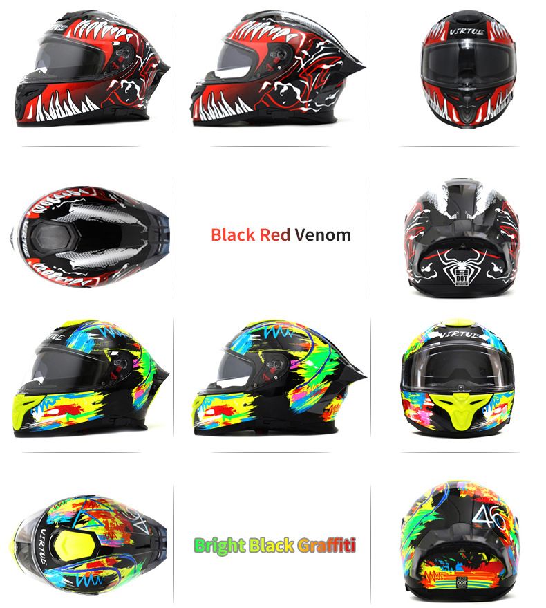 Casque de moto électrique hommes et femmes grande queue double miroir casque intégral DOT_voghion.com