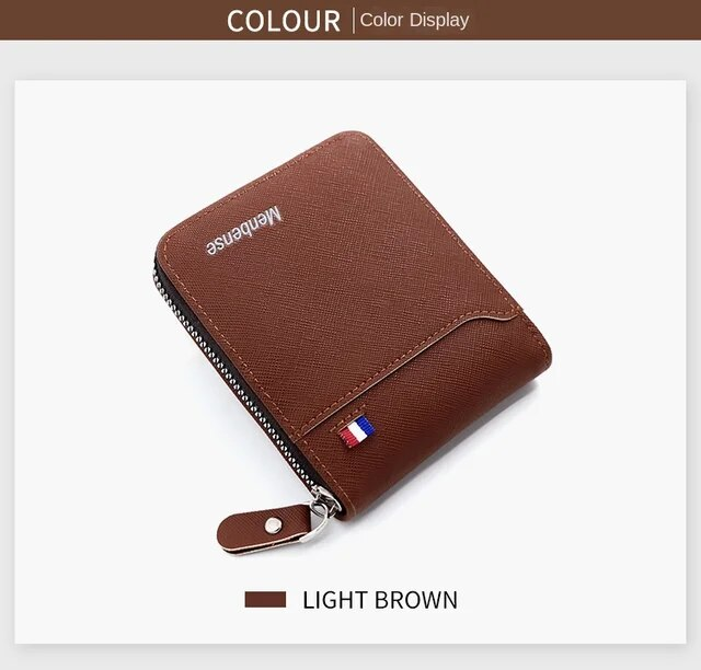Nova carteira masculina curta estilo coreano com zíper, bolso para moedas, porta-cartões, bolsa de festa para homens, porta-cartões de crédito, carteira RFID_voghion.com