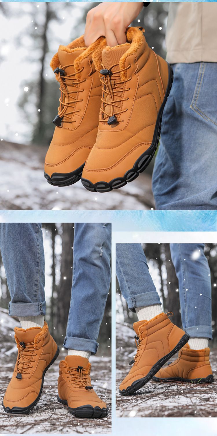 Winter Cotton Shoes Mid Tube Snow Boots Men's Hiking Shoes Non Slip Waterproof Bread Shoes Plus Velvet Warm Shoes_voghion.com