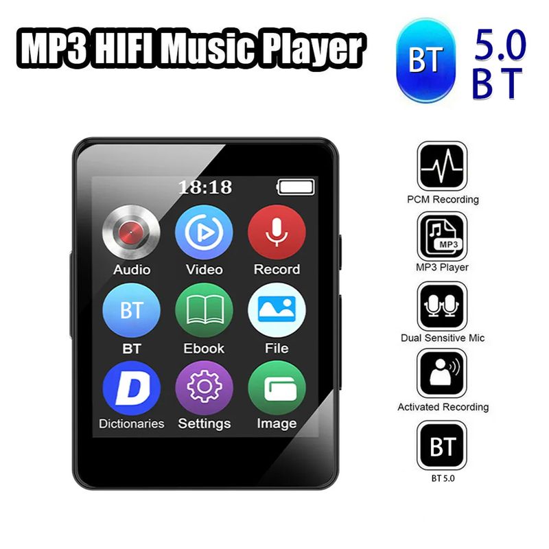 Portable MP3 Player Bluetooth 5.0 Music Stereo Speaker Mini MP4 With LED Screen Recording For Walkman_voghion.com