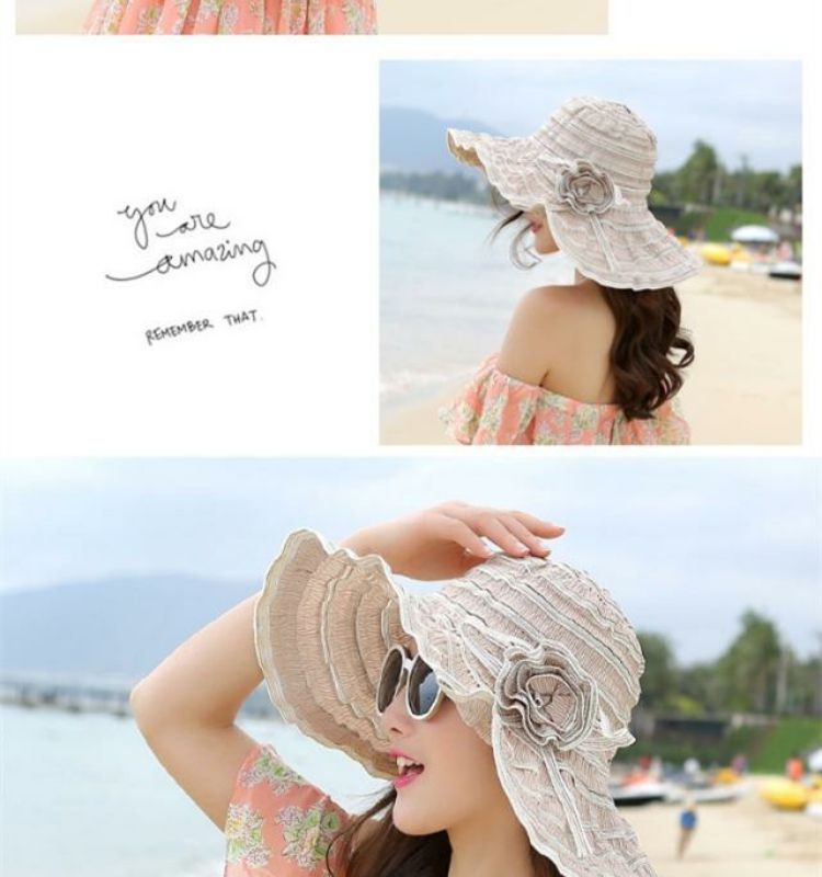 Women Summer Sun Travel UV Protection Foldable Adjustable Wide Brim Hat For Beach_voghion.com