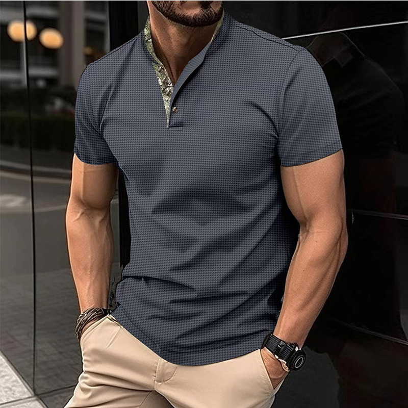 Maglietta polo da uomo con risvolto, nuova, alla moda, in twill di cotone, di grandi dimensioni_voghion.com