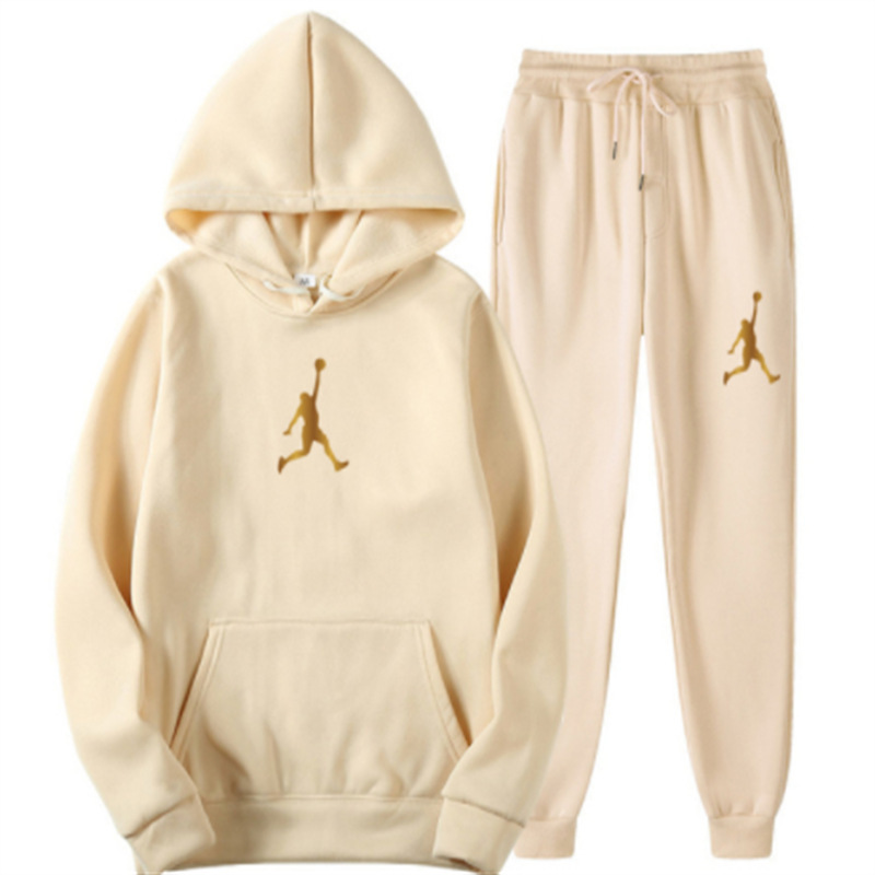 N S Autunno Inverno Stampa Tuta sportiva casual Felpa con cappuccio Set da due pezzi_voghion.com