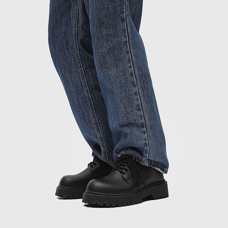 Scarpe con rialzo per uomo, in pelle, di grandi dimensioni, casual, britanniche, primavera e autunno 2025, con suola spessa_voghion.com