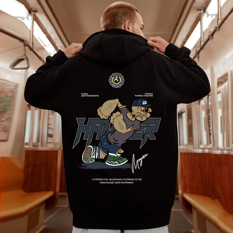 Hip-hop tendance, dessin animé à la mode pour hommes, surdimensionné et gros sweat à capuche, 8XL_voghion.com