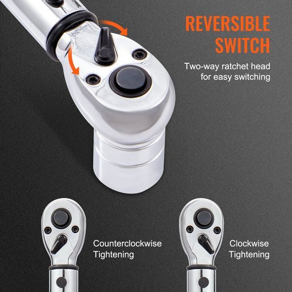 Torque Wrench, 1/2-inch Drive Click Torque Wrench 20-250ft.lb/34-340n.m, Dual-Direction Adjustable Torque Wrench Set, Mechanical Dual Range Scales_voghion.com
