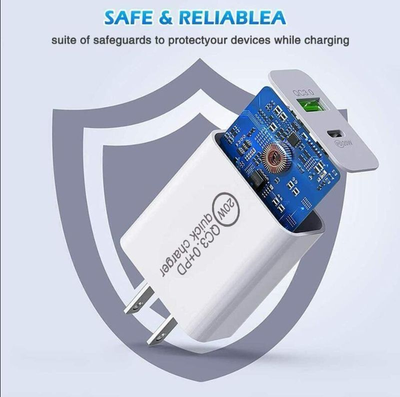 PD 20W 2 Ports Für IPhone 13 12 Android Typ C USB-C Wand Ladegerät Adapter_voghion.com