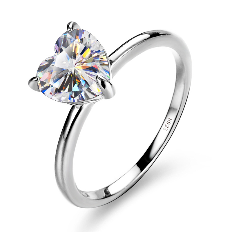 Tancise New In Heart Ασημένια 2CT Moissanite δαχτυλίδια αρραβώνων για γυναίκες Επετειακό κοσμήματα_voghion.com
