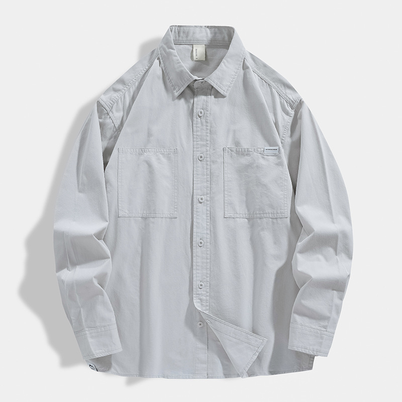 Camisa de manga comprida minimalista para trabalho masculina, nova jaqueta versátil para jovens na primavera_voghion.com