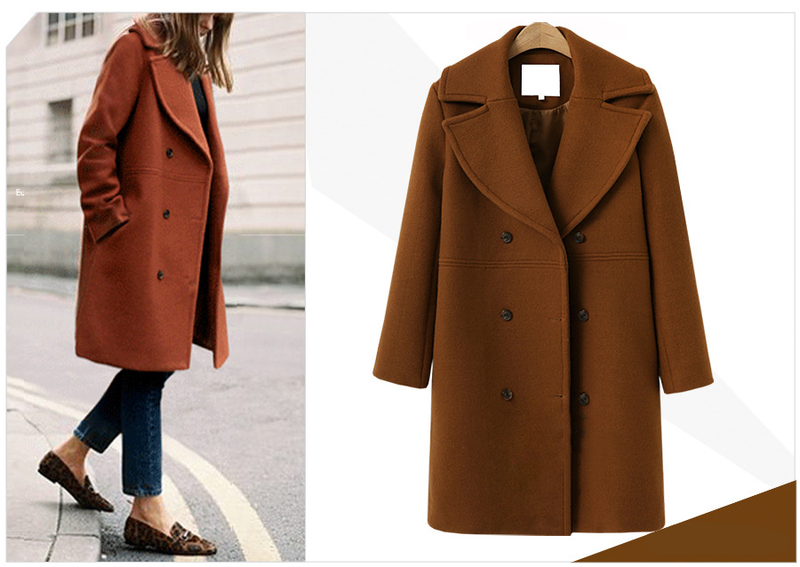 Autumn And Winter Large Size Women's Woolen Coats Women's Double-breasted Mid-length Windbreaker Woolen Coat_voghion.com