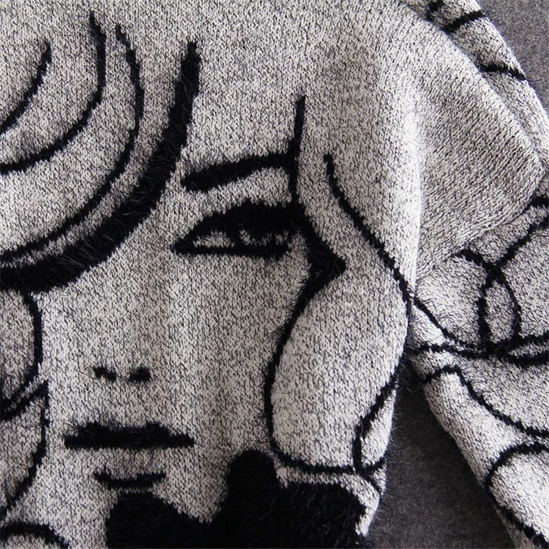 Women's Clothing New Women's Abstract Bat Sleeve Simple Medium Long Sweater Cardigan Jacket _voghion.com