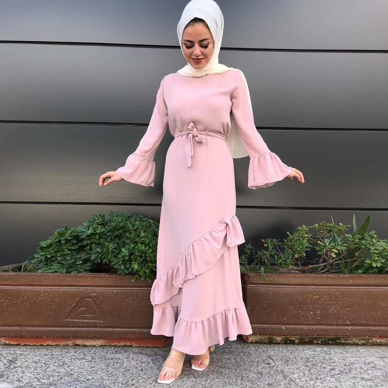 abito musulmano turco arabo da donna gonna lunga arricciata_voghion.com