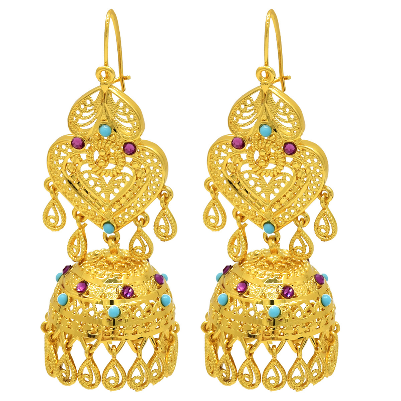 Nuovi orecchini transfrontalieri placcati in oro Xinjiang stile etnico sposa indiana orecchini pendenti Commercio all'ingrosso di gioielli nigeriani_voghion.com