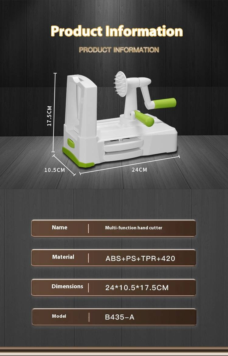 Manual Vegetable Spiralizer Hand Crank Multi Function Food Slicer For Potato Carrot BPA Free Kitchen Tool_voghion.com