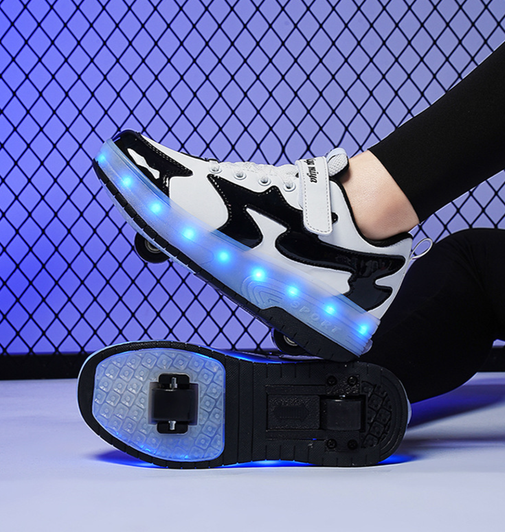 Running Shoes New Double Wheel Mia Mia Detachable Hidden Charging Children's Light Emitting Roller Skates_voghion.com