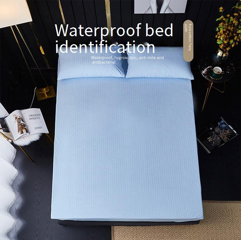 Protège-matelas imperméable en coton éponge rayé - Envers en TPU et respirant_voghion.com