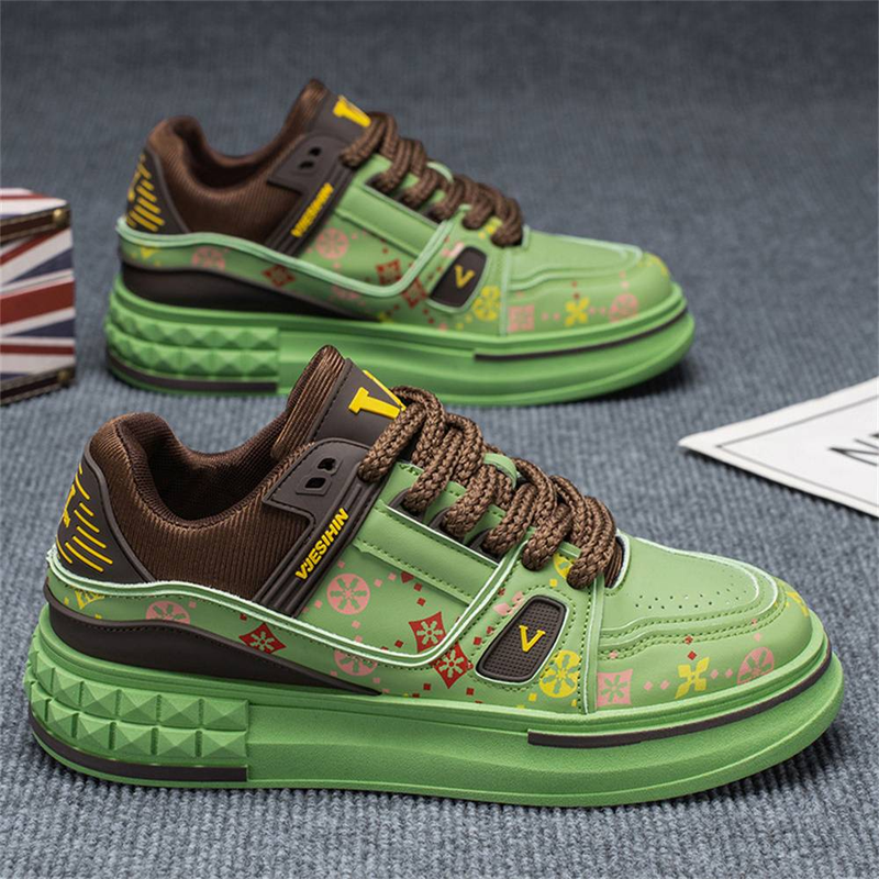 2025 Fshion Sneakers Men's Artificial PU Splicing Low Top Lace-Up Breathable Non-Slip Wear-Resistant Running Shoes 39-44_voghion.com