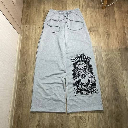Pantalon de jogging streetwear pour homme avec imprimé - Pantalon de survêtement ample style hip-hop pour tenue décontractée et de sport (gris clair, gris foncé, S-5XL)_voghion.com