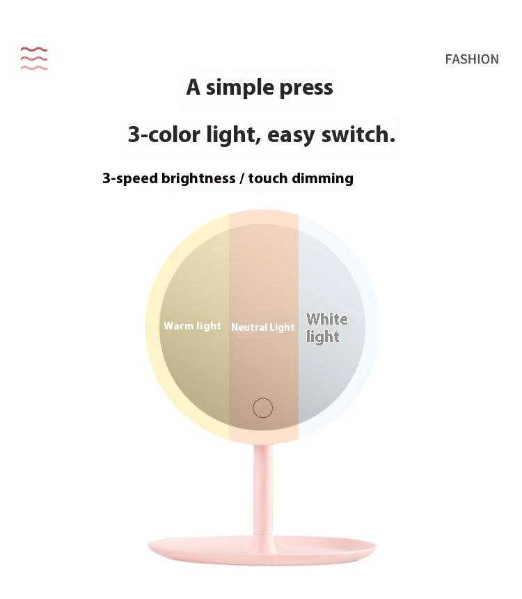 LED-Kosmetikspiegel mit Touch-Steuerung – 3 Farbbeleuchtungsmodi, wiederaufladbar und abnehmbar, perfekt für Zuhause, auf Reisen und als Firmengeschenk_voghion.com