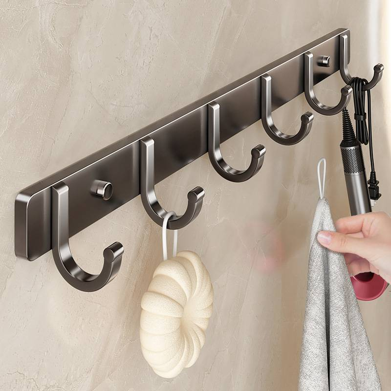 Robuste selbstklebende Haken aus Aluminium, ohne Bohren an der Wand zu befestigen, für Badezimmer, Küche, Tür, Schrank (3/4/5/6/7/8 Haken)_voghion.com
