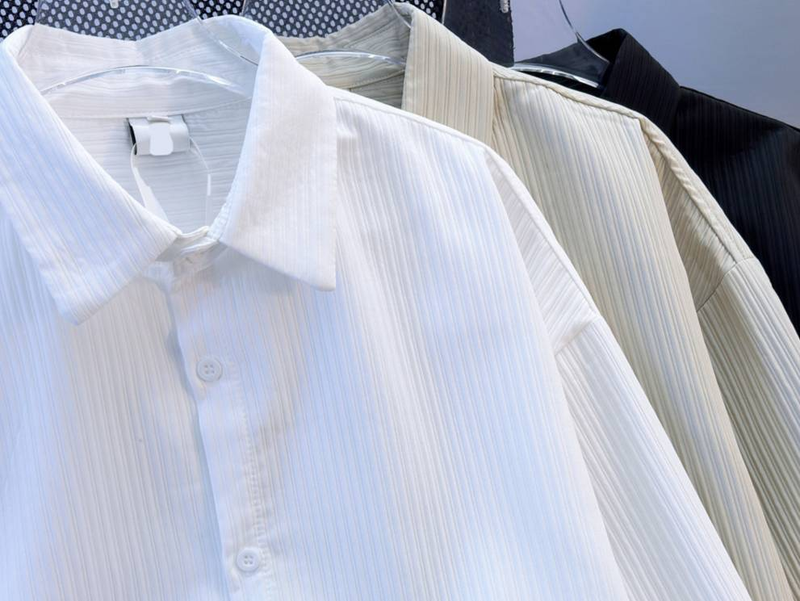 Cooling Wrinkle Shirt – Oversized Striped Linen-Look Blouse With Dropped Shoulder_voghion.com