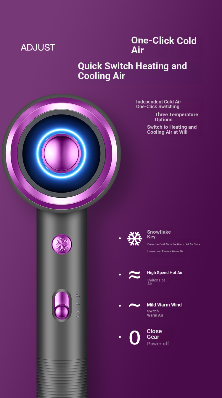 Pro Hair Dryer – 1600W Ionic & Aroma Diffuser With 4 Heat/Cool Settings, ABS+PC Shell (Grey/White/Pink, EU/UK/US Plug Options)_voghion.com