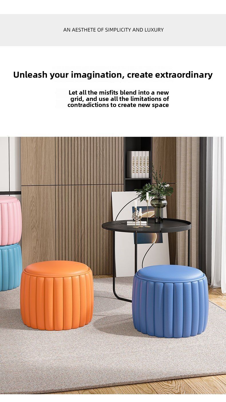Home Low Internet Celebrity Pumpkin Small Living Room Sofa Coffee Table Round Simple Ottoman Shoe Changing Stool_voghion.com
