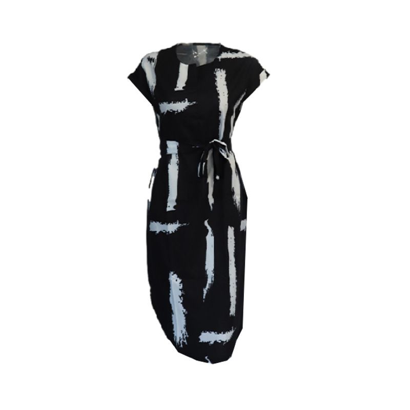 Temperamentkleid für Frauen 2025 Neuer sanfter Stil V-Ausschnitt Französischer High-End-eleganter chinesischer Feng Shui-Tintendruckrock_voghion.com
