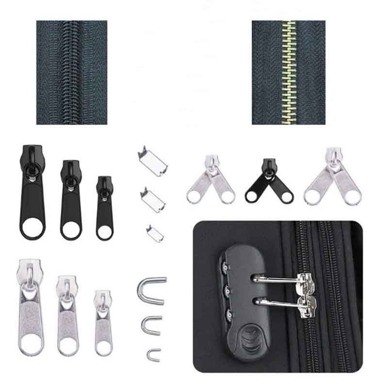 Cabeça de zíper de substituição para reparo de zíper U code fixer conjunto de controle deslizante de zíper de bagagem com caixa de alicate de corte superior_voghion.com