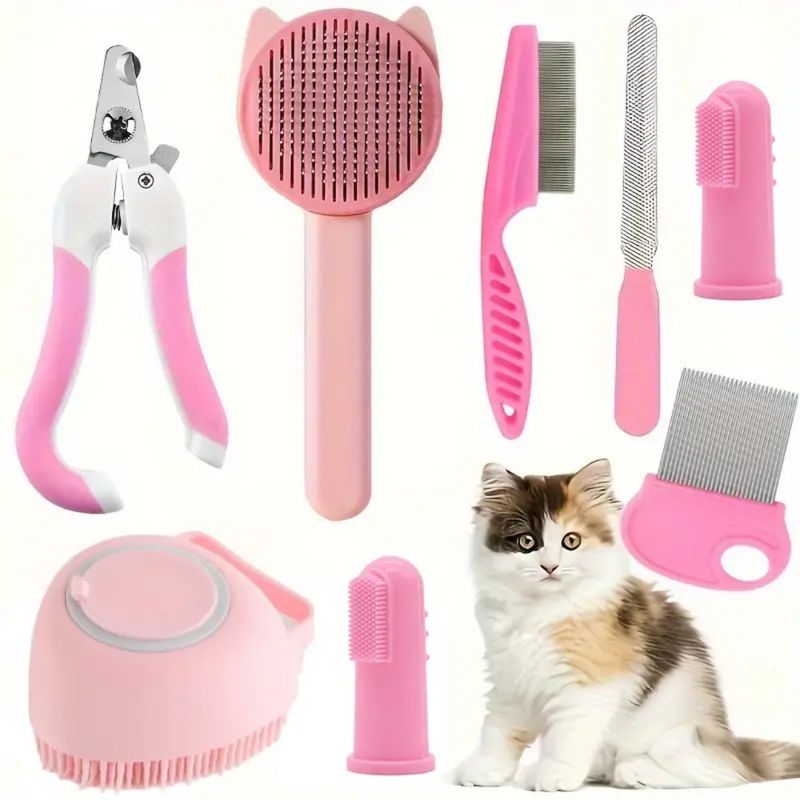 Samenvatting Beauty Kit Nagelknipper en vijl Vlooienkam Huisdierverharingsborstel Siliconen tandenborstel Aanpasbaar label_voghion.com