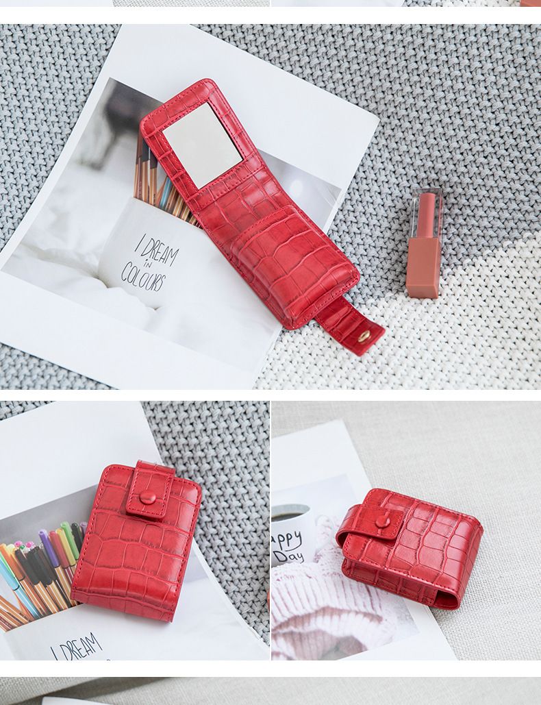 Borsa da viaggio per il trucco con specchio - Organizer portatile per cosmetici da donna, mini trousse da toilette_voghion.com