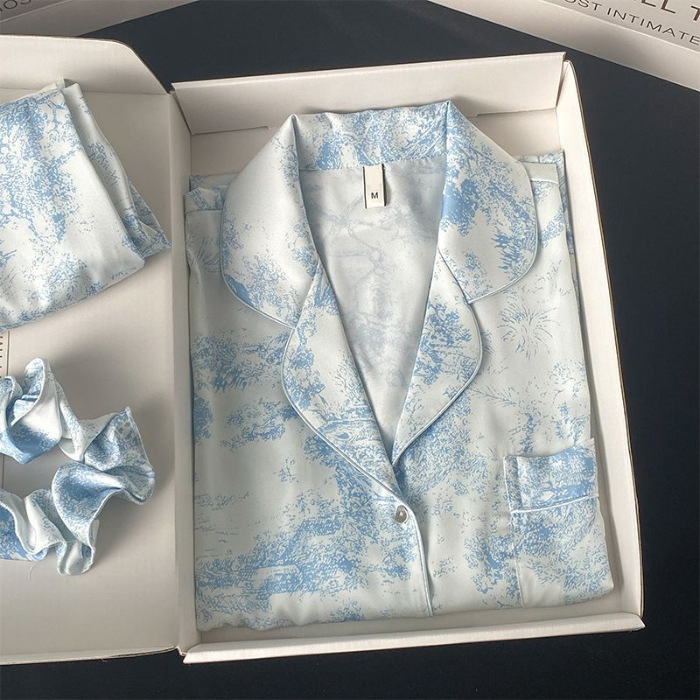 Ladies' Spring and Autumn Long sleeved Silk 2023 New Style Korean Home Furnishing Set for Outerwear_voghion.com
