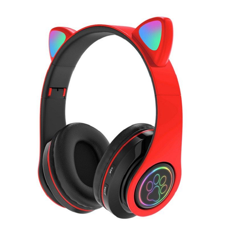 Nuove cuffie B39 2024, cuffie Bluetooth wireless con orecchie di gatto, cuffie da gioco pieghevoli con scheda luminosa inseribile, bassi potenti_voghion.com
